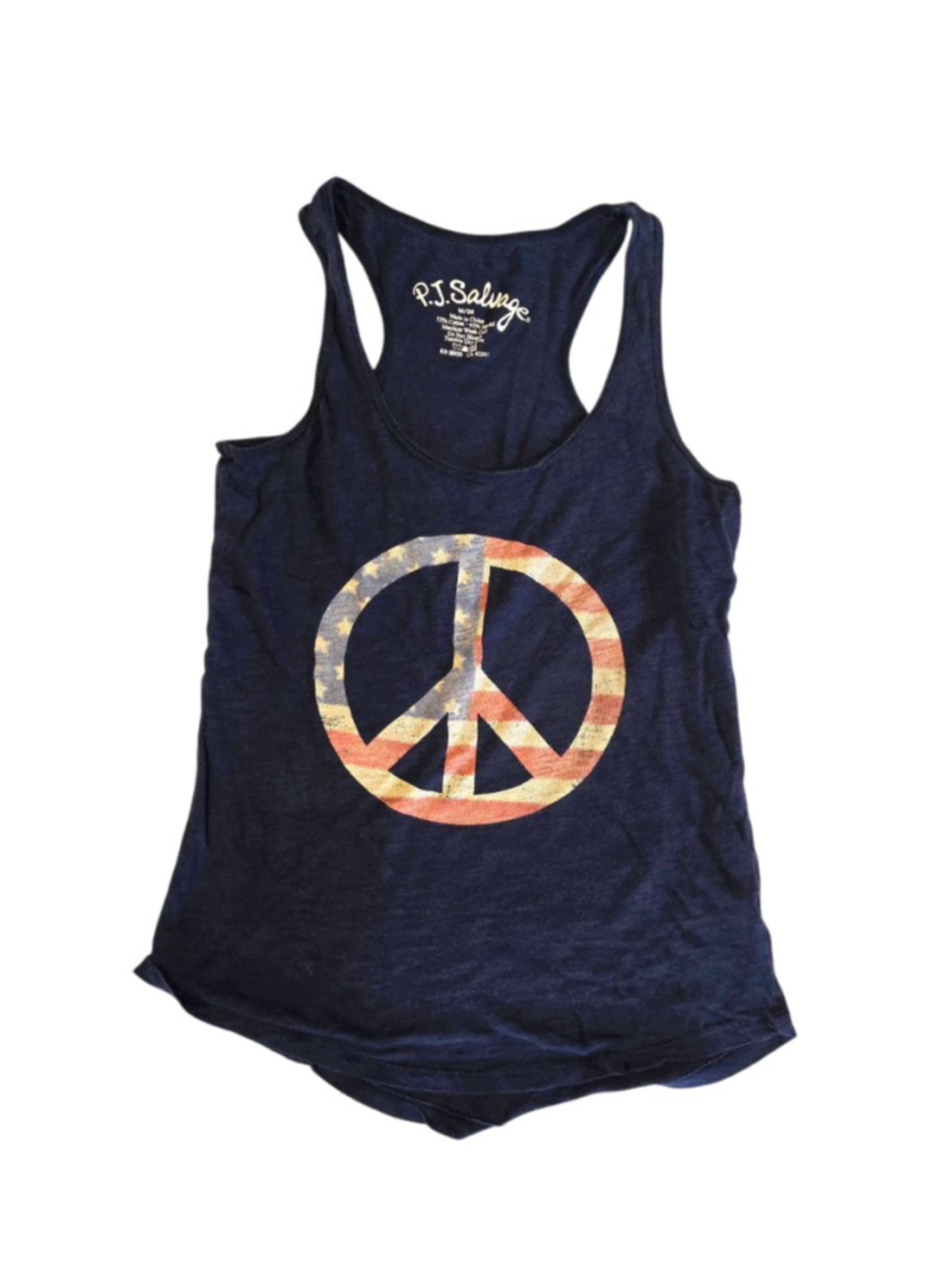 Women's P.J. Salvage Blue Peace Sign Tank Top M